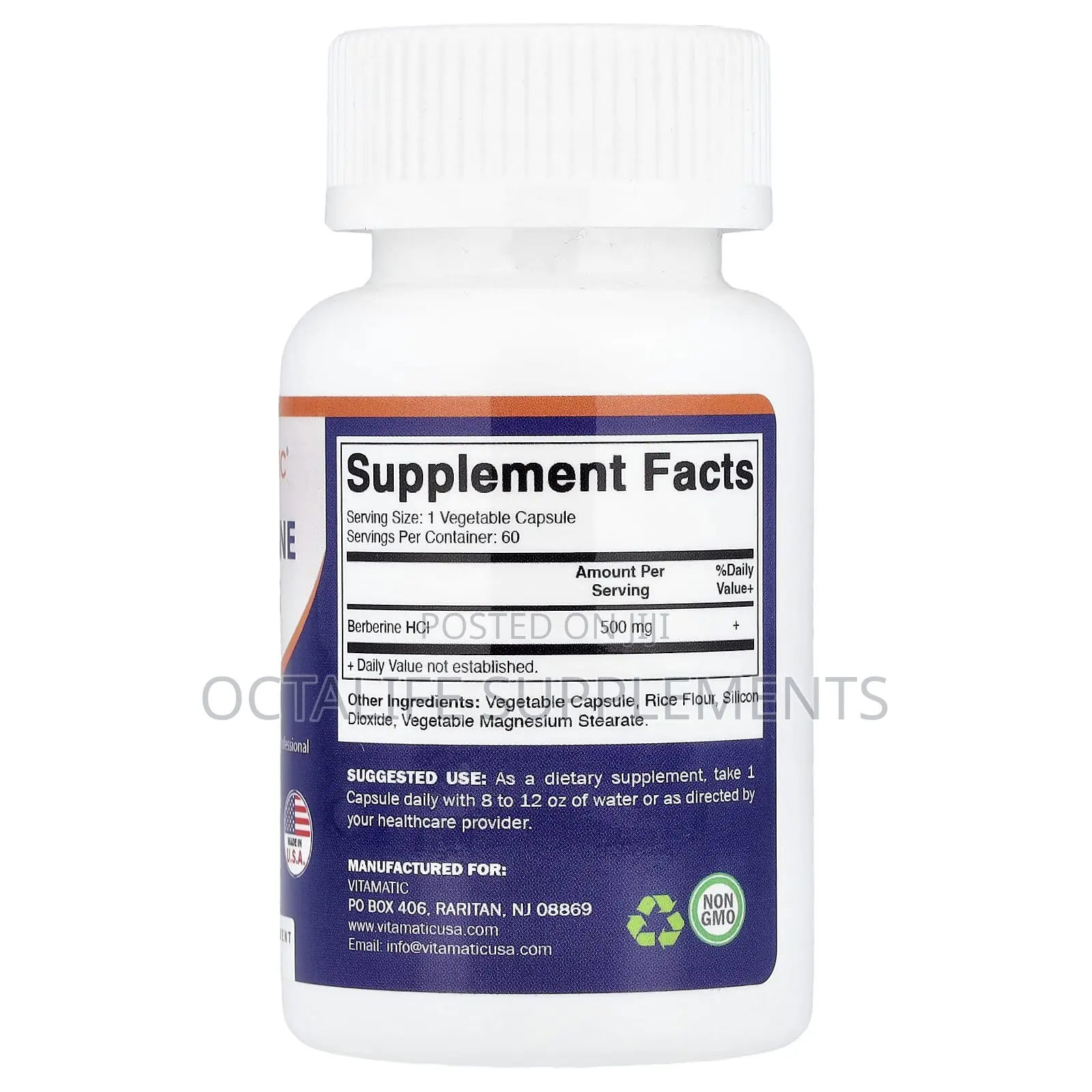 Vitamatic, Berberine, 500 Mg, 60 Vegetable Capsules