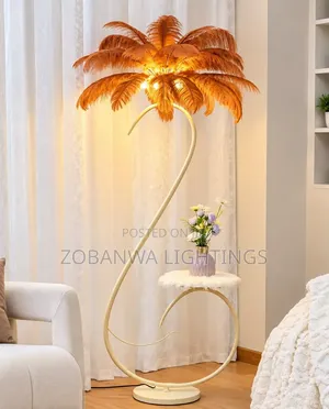 Feather Floor Lamp Corner Design by Sofa