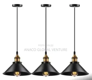 Morden Pendant Light With Bulb Black and Gold