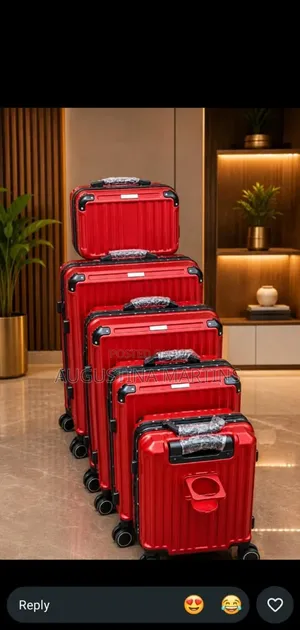 5 in 1 Aluminum Frame Travel Box Luggage Set With Cup Holder-Red
