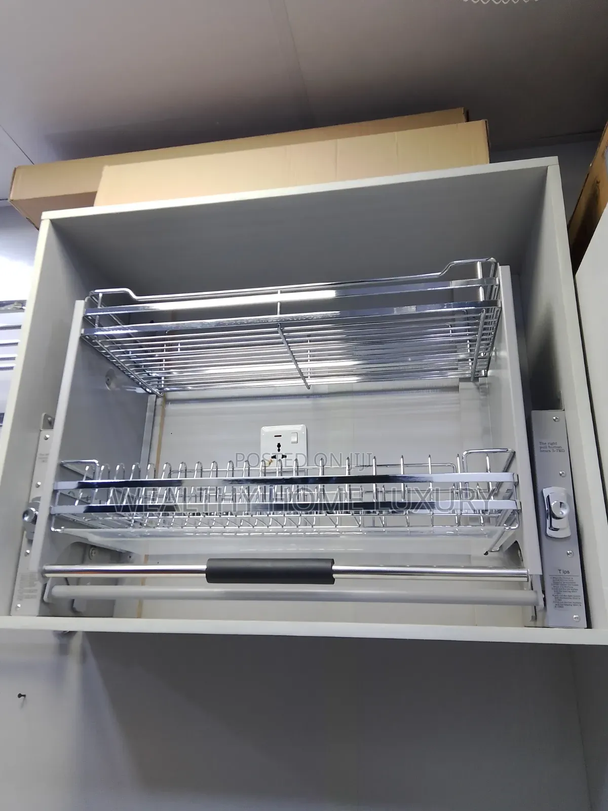 Premium Stainless Steel Kitchen Elevator / Pull-Down Plate Rack