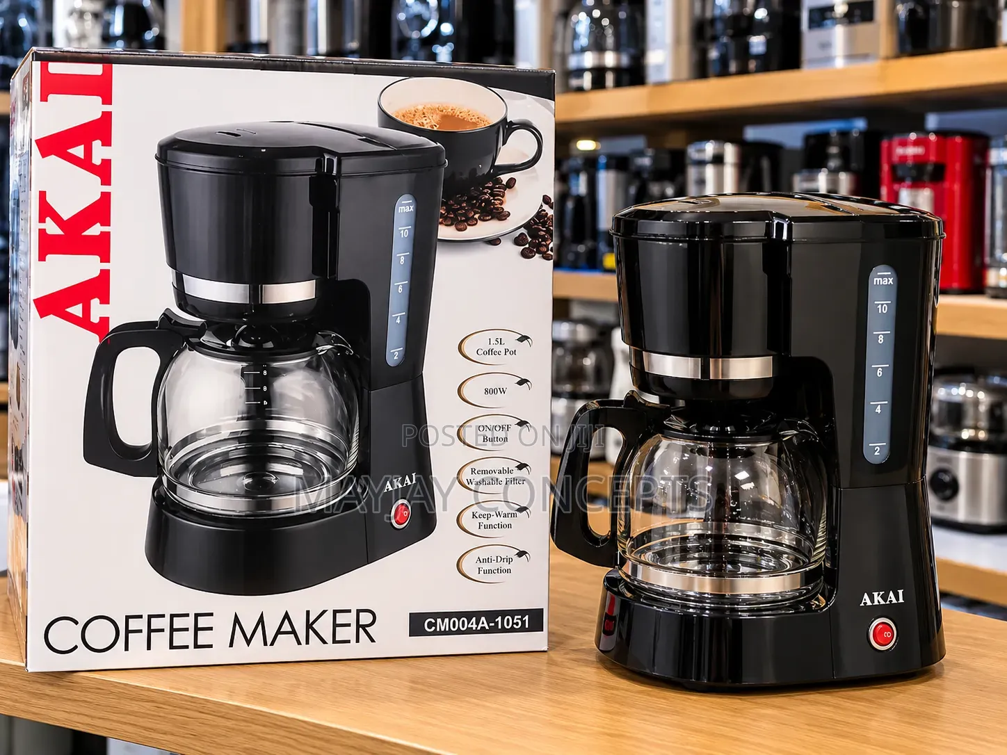 AKAI CM004A-1051 1.5L 800W Coffee Maker With Keep Warm Function