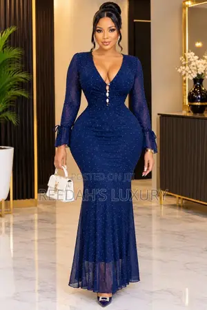 Glitter Mesh Ruched Gown