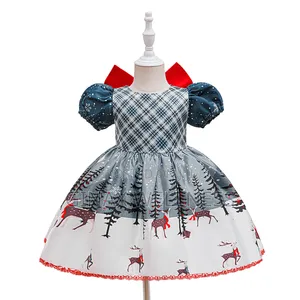 Baby Girls Christmas Dress With Reindeer Print and Big Red Bow (6-12m)