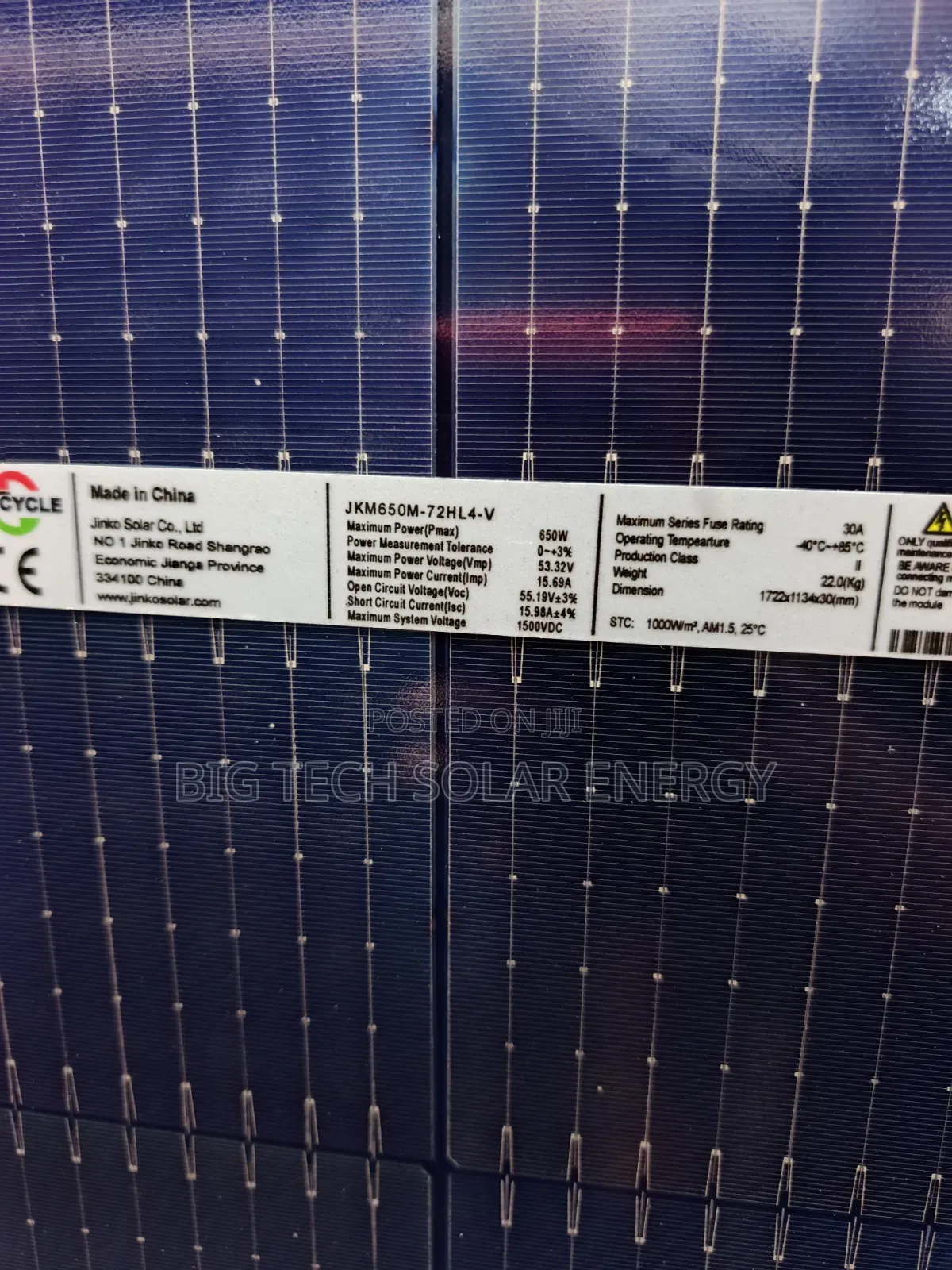 650watts 144cells Jinko Solar Panels
