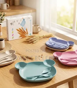 Cute 4-Piece Bear-Shaped Kids Dinnerware Set – Eco-Friendly