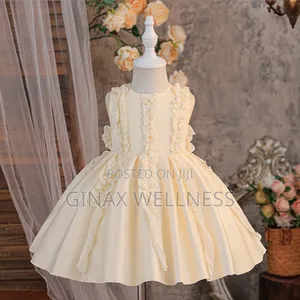 Baby Girls Cream Princess Dress With Ruffle Detailing (3-12 Months)