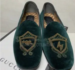 Gucci Green Embroidered Velvet Loafers