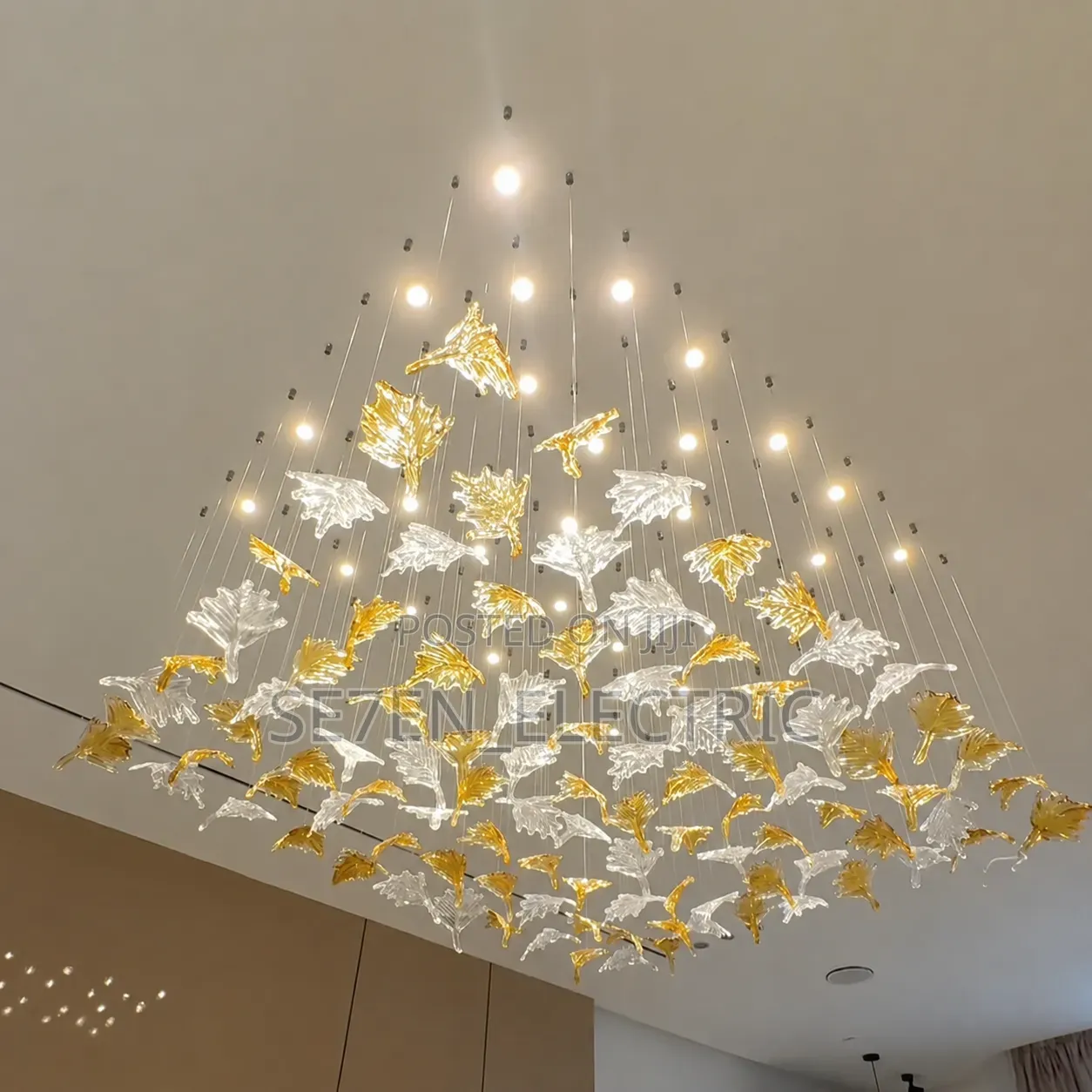 Luxury Maple Leaf dropping Pendant Chandelier Lighting 24pcs Per Set