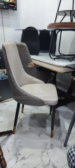 Modern High-Back Dining Chair With Gold Tips