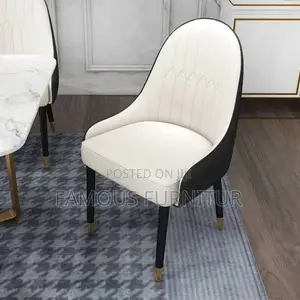 Rectangular Dining Table Set With a White Marble-Pattern