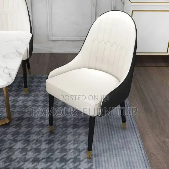 Rectangular Dining Table Set With a White Marble-Pattern