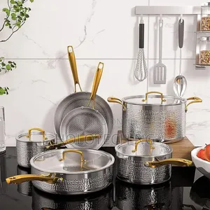 Stainless Steel Hammered Non-Stick Cookware Sets