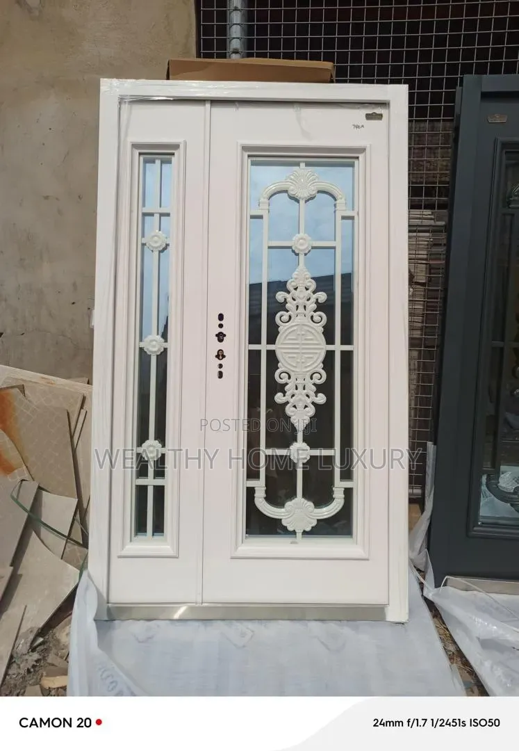 Flower Design White Glass Door