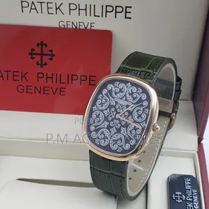 Luxury Patek Phillipe Geneve Flat Leather Moon Face Watch