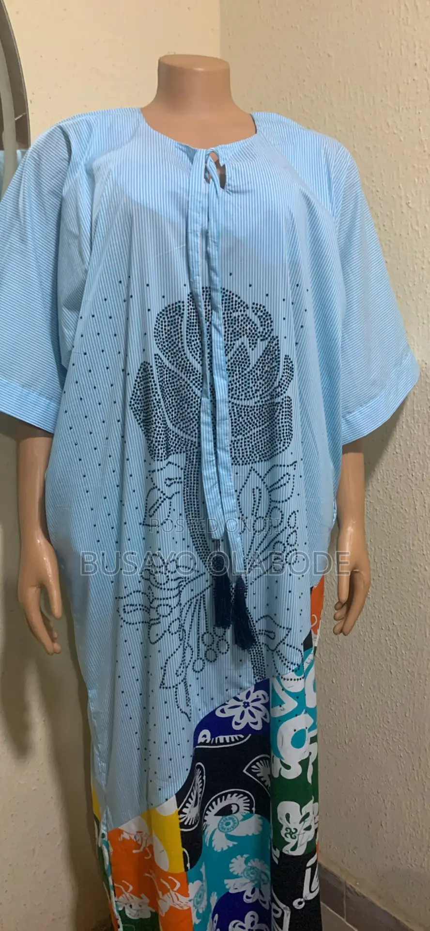 Mix Fabric Bubu With Rhinestone