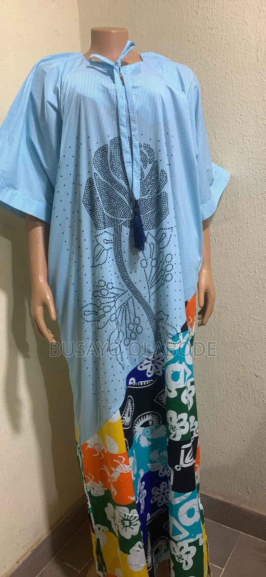 Mix Fabric Bubu With Rhinestone