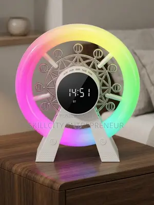 Rechargeable Bluetooth Speaker, RGB Night Light Alarm Clock