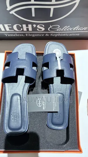 Blue Hermes Slippers