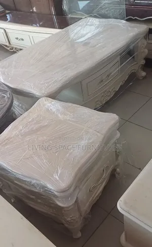Executive Royal Marble Top Center Table With 2 Side Tables