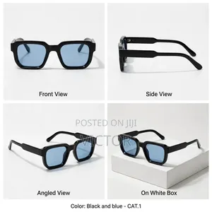 Thick Frame Y2K Sunglasses Black Blue CAT.1 - Unisex Fashion Shades