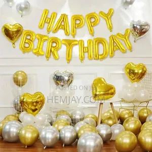 Big Decorative Happy Birthday Foil Balloon Set 