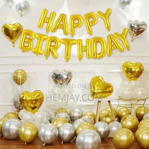 Big Decorative Happy Birthday Foil Balloon Set 