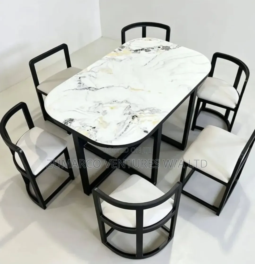 6 Seaters Dinning Table Set White