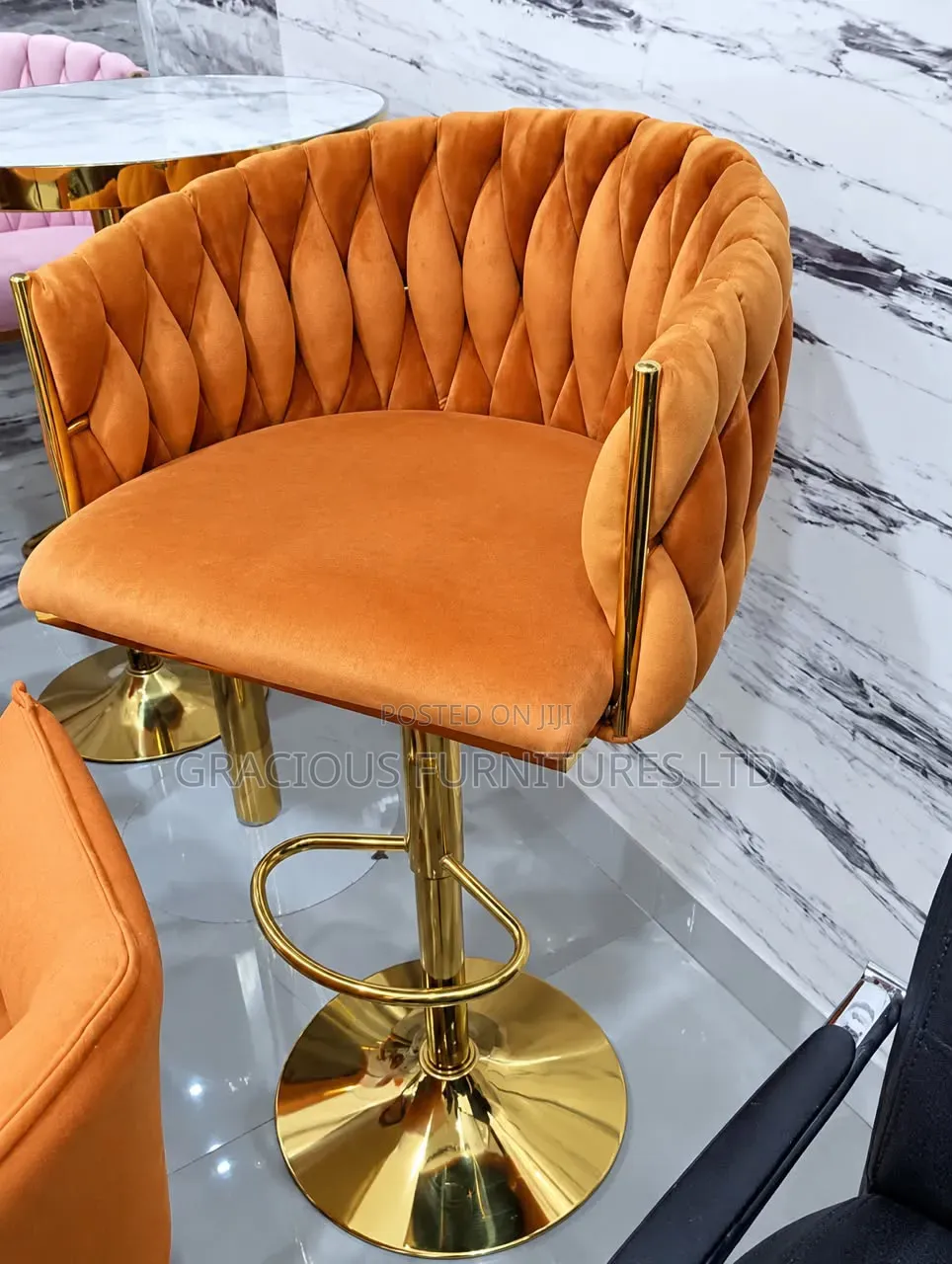 Modern Velvet Swivel Bar Stool