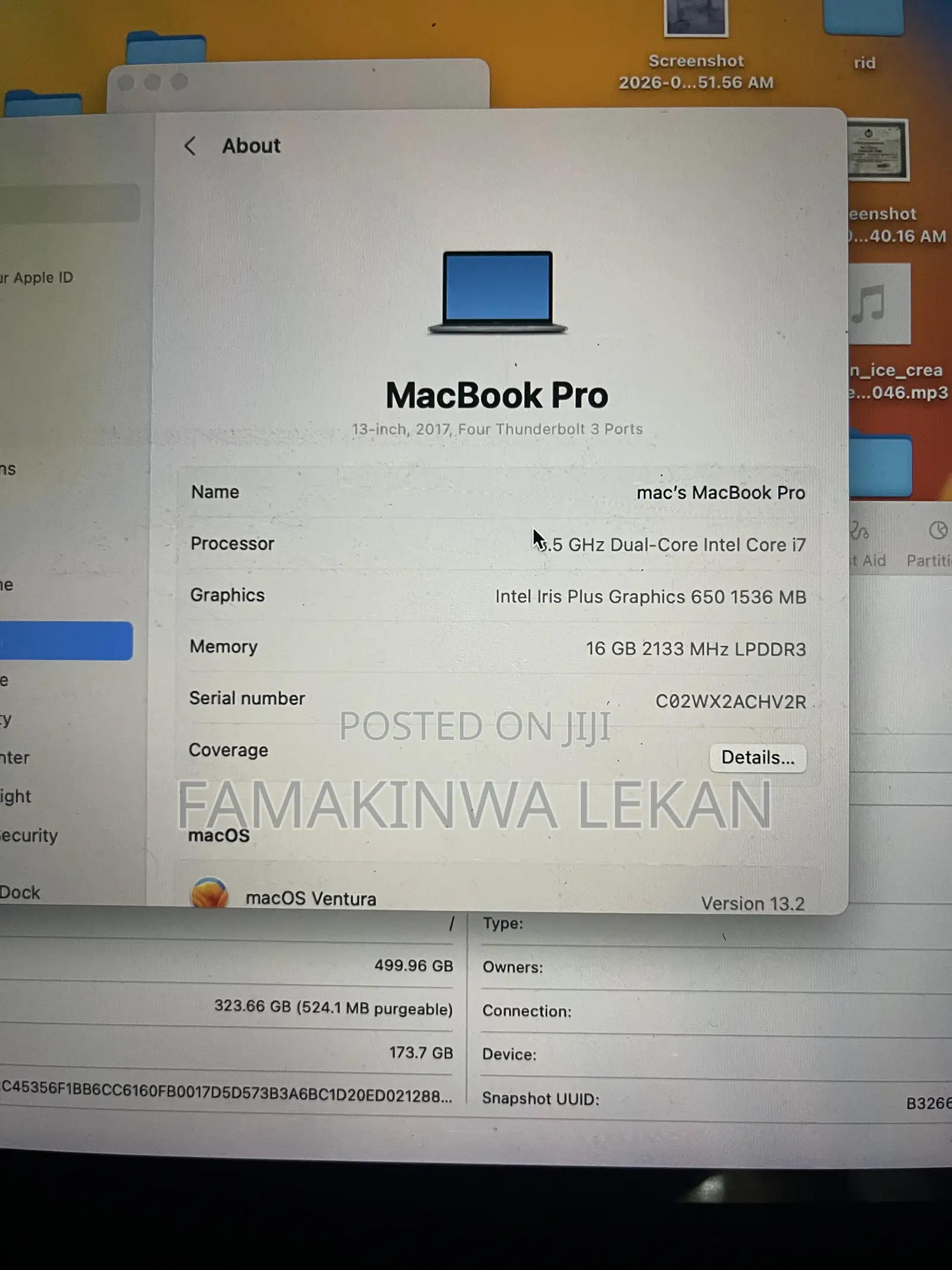 Laptop Apple MacBook Pro 2017 16GB Intel Core i7 SSD 512GB