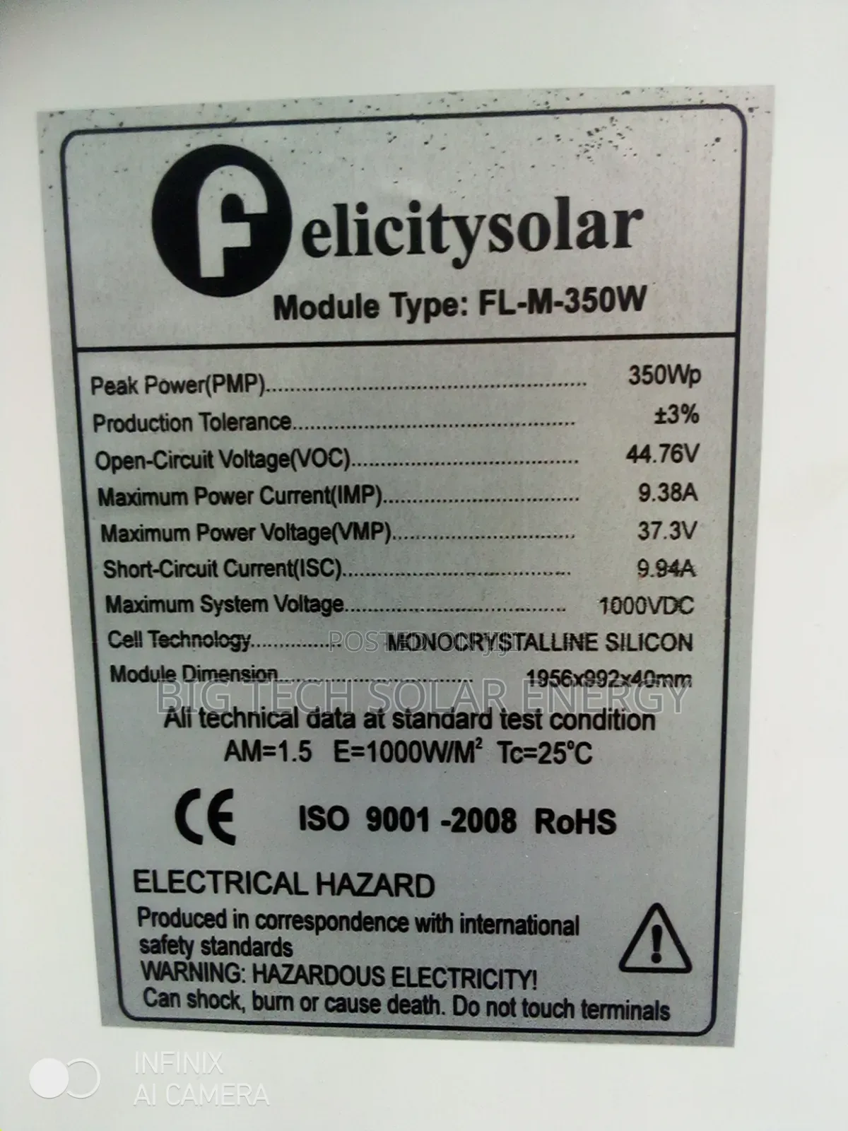 350w Felicity Solar Panel Mono