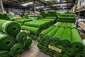 Carpet Grass Rug of Green, Red , Black