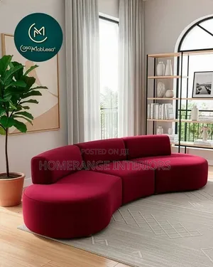 Red C Shape Sofas 3 Seaters
