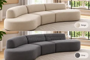 Red C Shape Sofas 3 Seaters