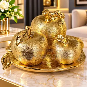Golden Apple Decor - 3pcs With Tray
