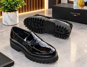 Black Patent Leather Chunky Loafers