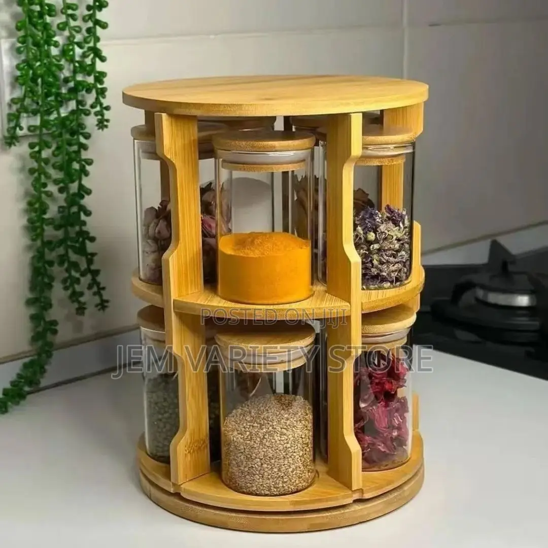 2tier 360° Rotating Bamboo Spice Organiser