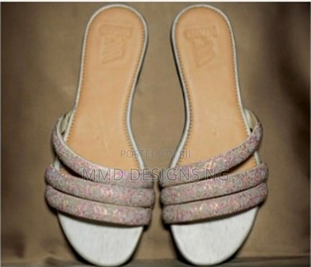 MMD Bare Belle Women's Glitter Triple-Strap Slides