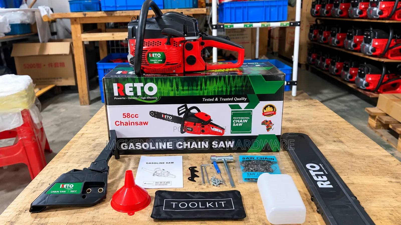 Reto 58cc Heavy-Duty Petrol Chainsaw