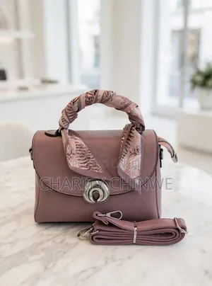 Luxury Pink Mini Satchel Bag With Scarf Handle & Crossbody Strap