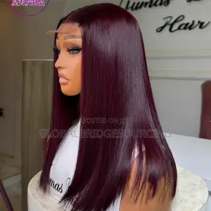 100% Human Hair" Bone Straight Wig
