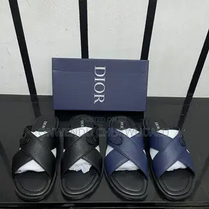CHRISTIAN DIOR Leather Cross-Strap Slide Sandals