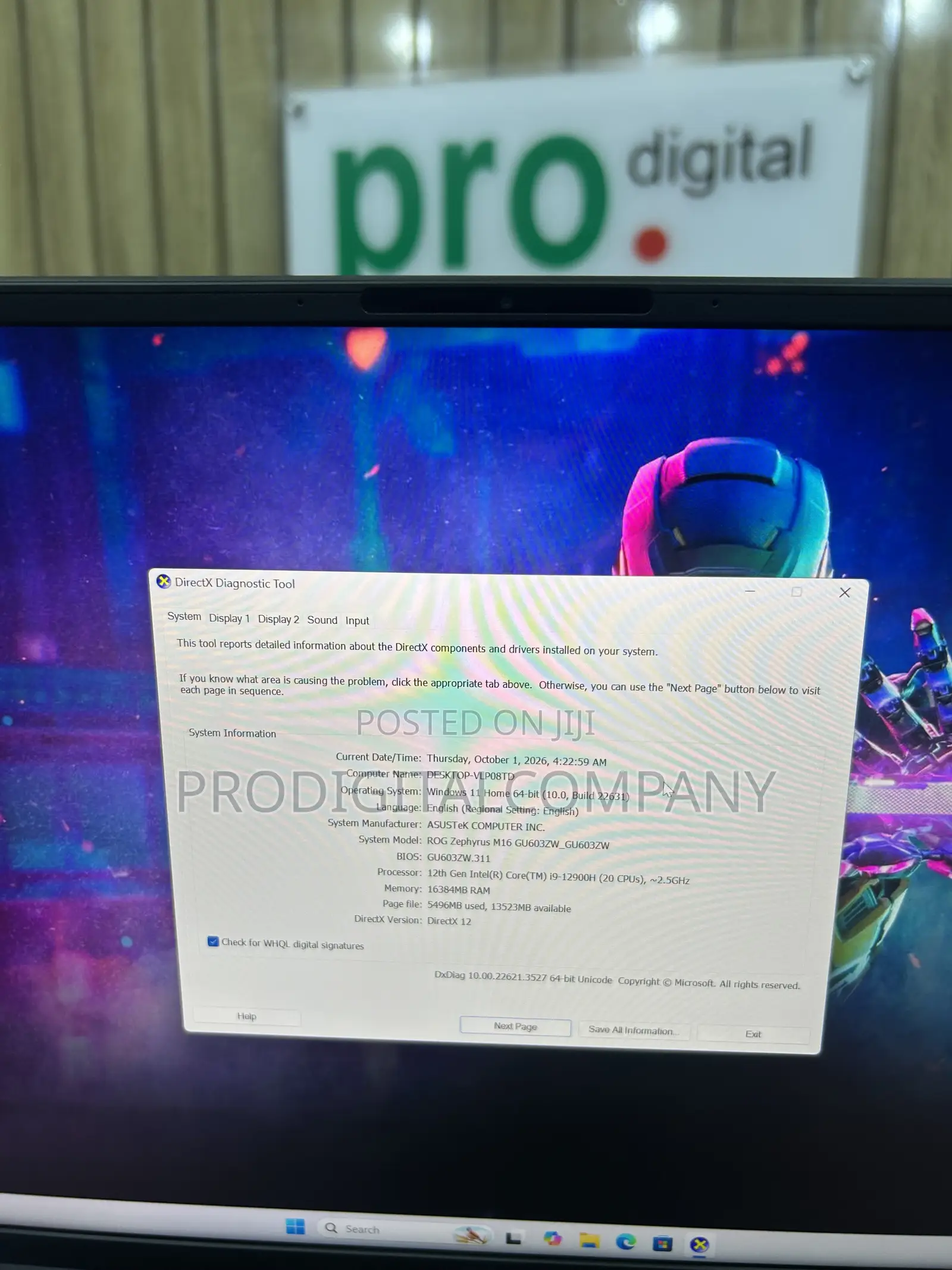 Laptop Asus ROG Zephyrus M16 16GB Intel Core i9 SSD 1T