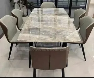 Ceramic Top Dining Table With Leather Chairs