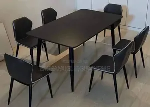 Ceramic Top Dining Table With Leather Chairs