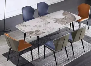 Ceramic Top Dining Table With Leather Chairs