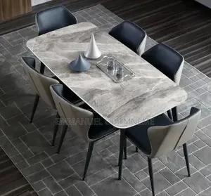 Ceramic Top Dining Table With Leather Chairs
