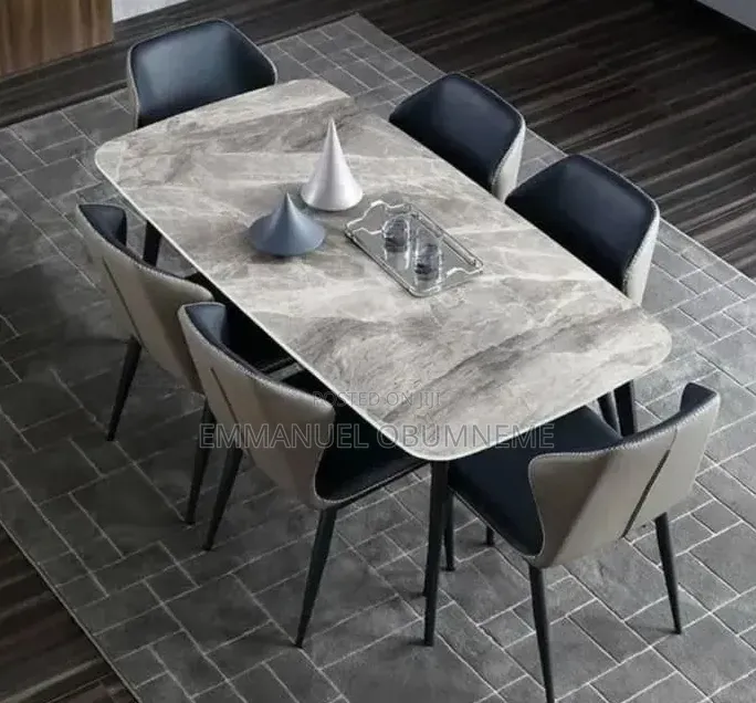 Ceramic Top Dining Table With Leather Chairs