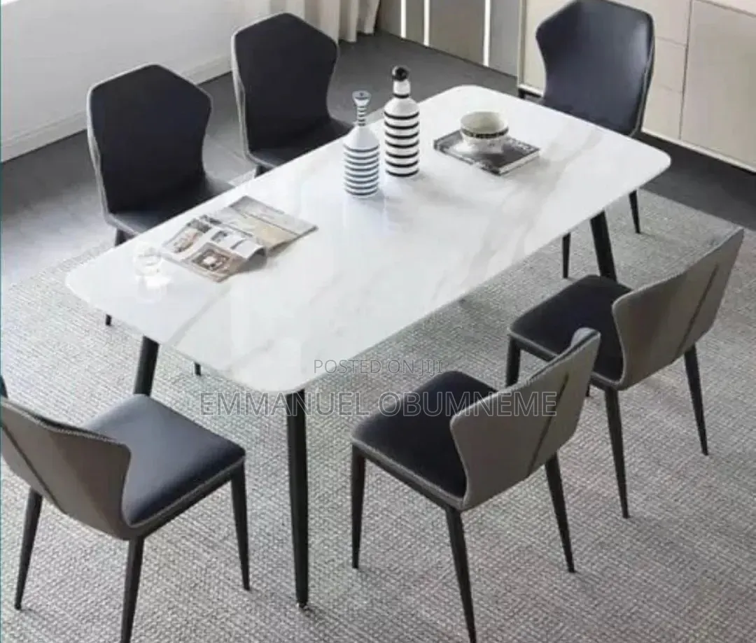 Ceramic Top Dining Table With Leather Chairs