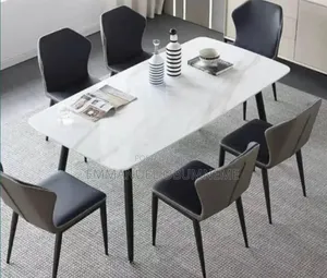 Ceramic Top Dining Table With Leather Chairs